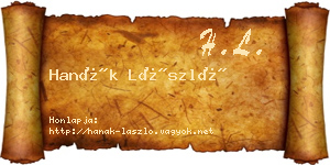 Hanák László névjegykártya